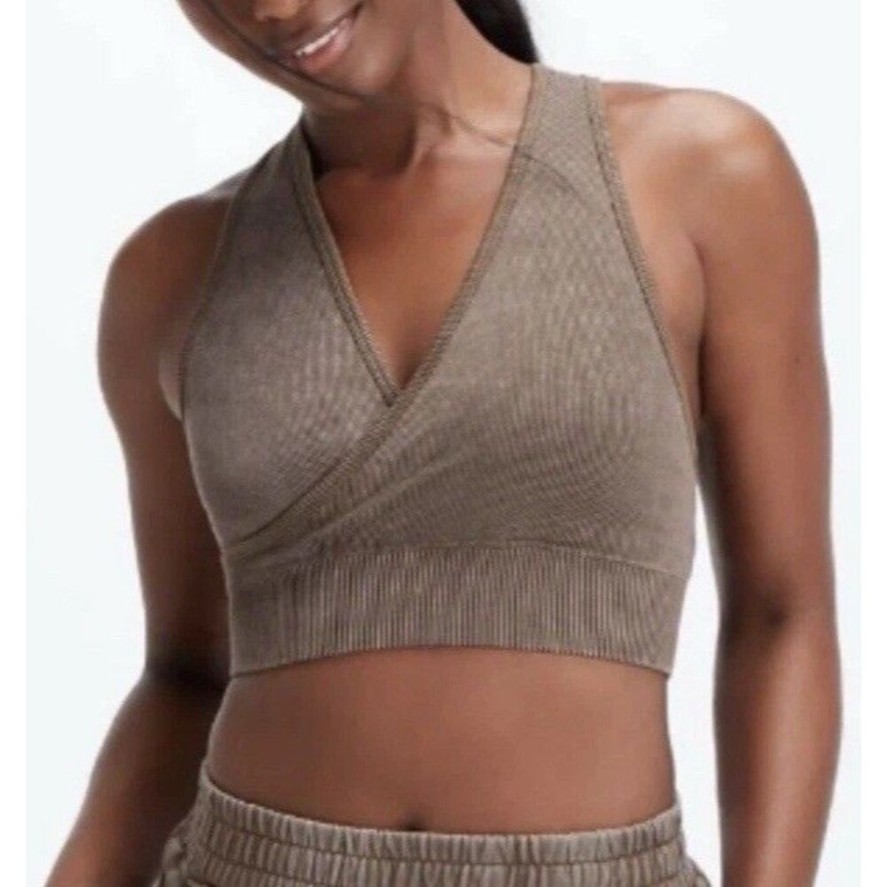 Fabletics Shelby Seamless Rib Bra II Brown Nylon Womens Medium